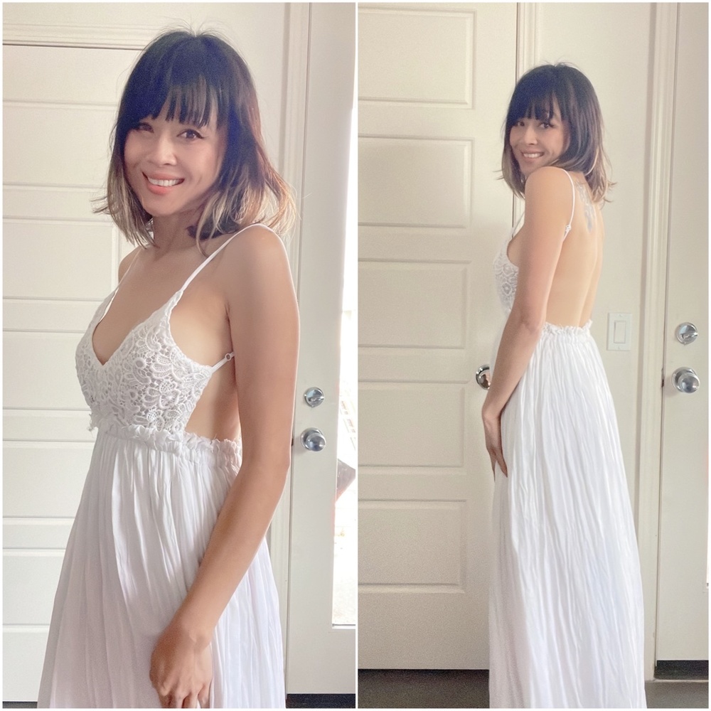 Boho White Floral Embroidered Backless Maxi Dress - Picture 5 of 5